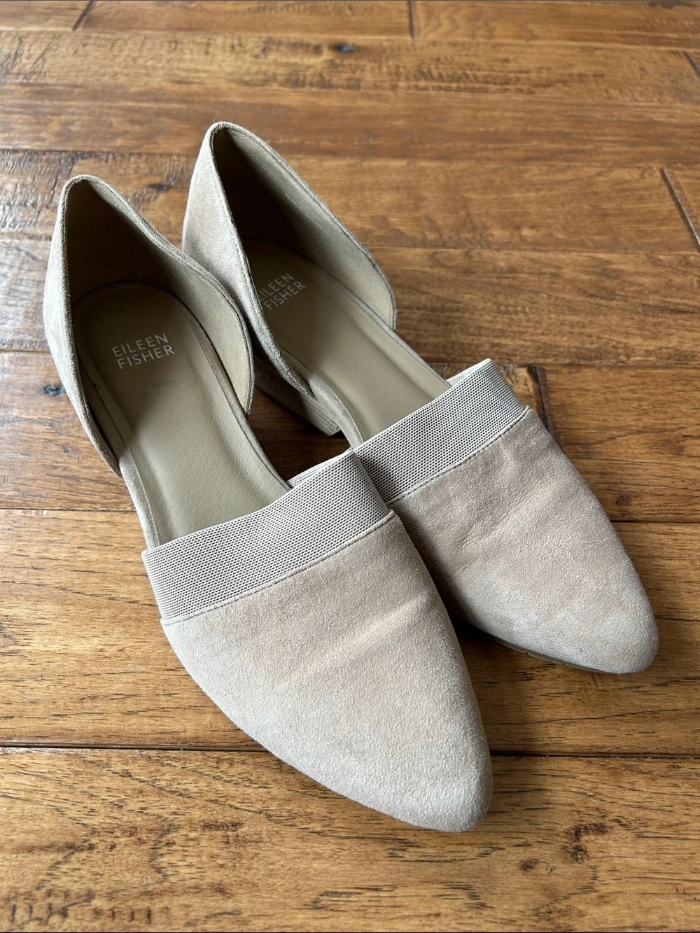 Eileen Fisher Hilly Suede D'Orsay Wedge Heel Pump Tan Size 9